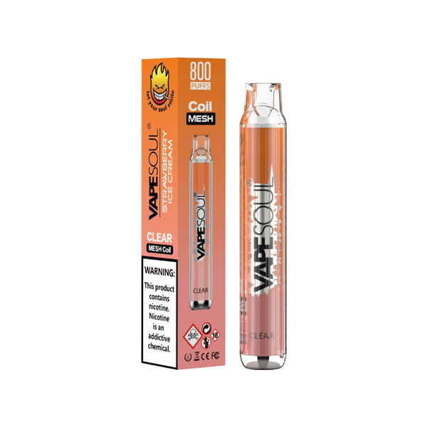 20mg VapeSoul Clear Disposable Vape Device 800 Puffs